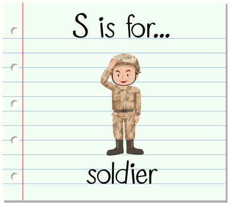 Flashcard letter S is for soldier illustrationのイラスト素材
