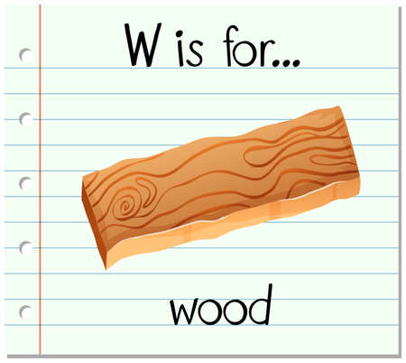 Flashcard letter W is for wood illustrationのイラスト素材