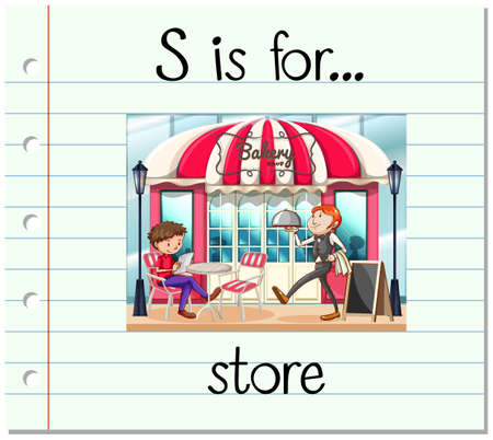 Flashcard letter S is for store illustrationのイラスト素材