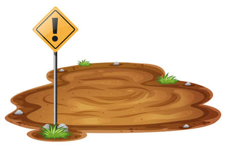 Scene with quicksand and warning sign illustrationのイラスト素材
