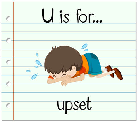 Flashcard letter U is for upset illustrationのイラスト素材