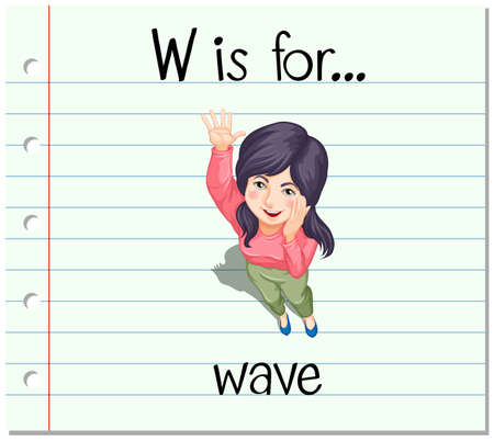 Flashcard letter W is for wave illustrationのイラスト素材
