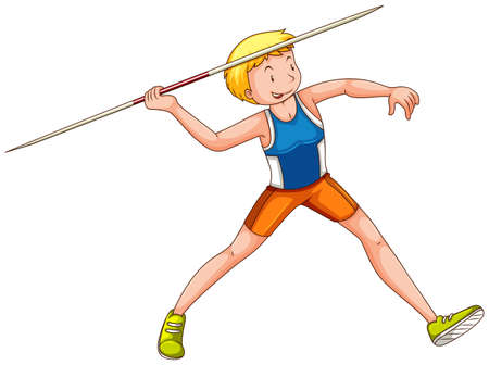 Man playing jevellin on white illustrationのイラスト素材