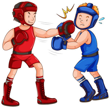 Boxers with headguard and gloves illustrationのイラスト素材