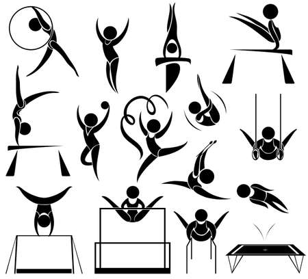 Sport icon of athelte doing different sports illustrationのイラスト素材