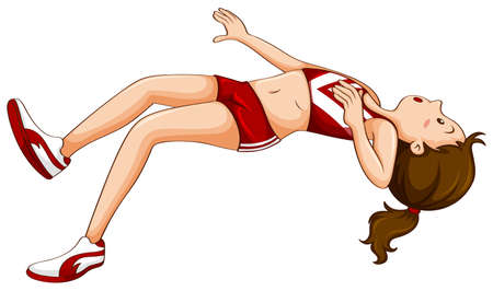 Woman doing high jump on white illustrationのイラスト素材