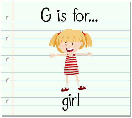 Flashcard letter G is for girl illustrationのイラスト素材