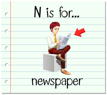 Flashcard letter N is for newspaper illustrationのイラスト素材