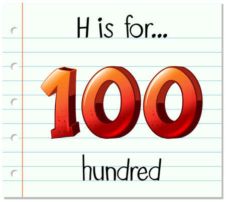 Flashcard letter H is for hundred illustrationのイラスト素材