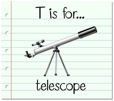 Flashcard letter T is for telescope illustrationのイラスト素材