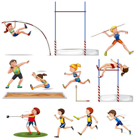 Different kind of track and field sports illustrationのイラスト素材