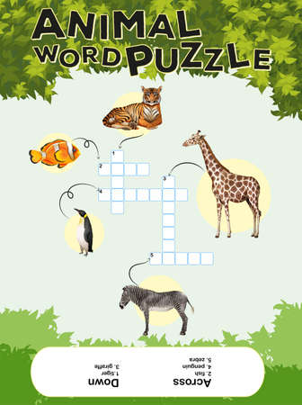 Game template for animal word puzzle with keys illustrationのイラスト素材
