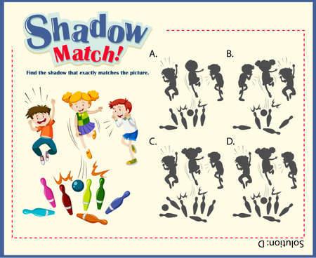 Game template for shadow matching with bowling illustrationのイラスト素材