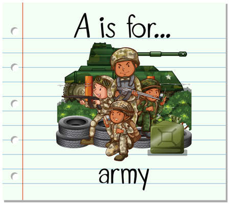 Flashcard letter A is for army illustrationのイラスト素材