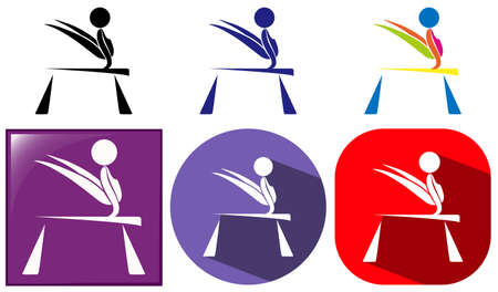 Sport icon for gymnastics in three colors illustrationのイラスト素材