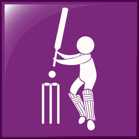 Sport icon design for cricket on purple background illustrationのイラスト素材