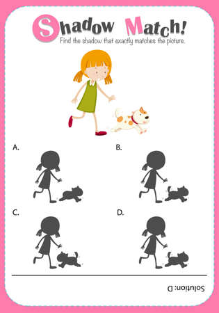 Game template with shadow matching girl illustrationのイラスト素材