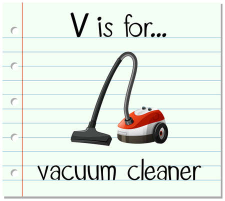 Flashcard letter V is for vacuum cleaner illustrationのイラスト素材