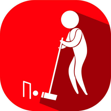 Sport icon design for hockey on red badge illustrationのイラスト素材