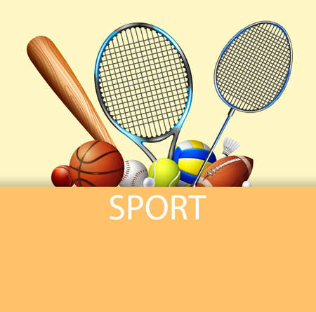 Poster design with sport equipments illustrationのイラスト素材