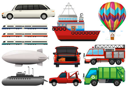 Different types of transportations illustrationのイラスト素材