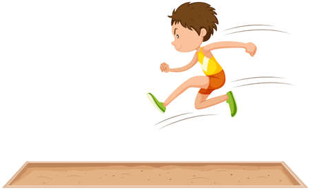 Man athlete doing long jump illustrationのイラスト素材
