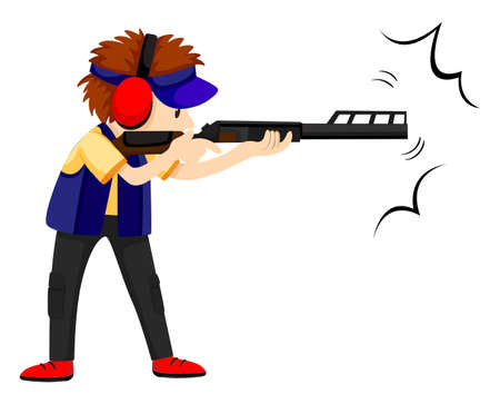Man athlete shooting with rifle gun illustrationのイラスト素材
