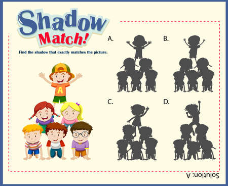 Game template with shadow matching children illustrationのイラスト素材