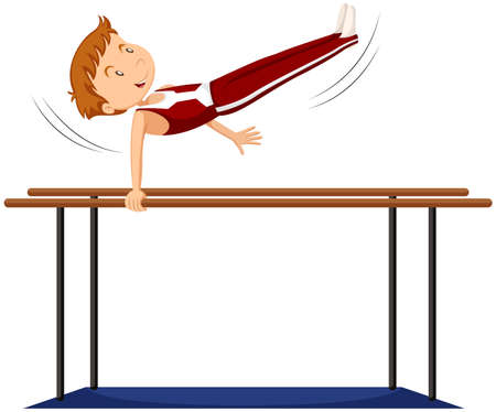 Man doing gymnastics on parallel bars illustrationのイラスト素材