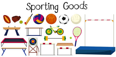 Set of many sport equipments illustrationのイラスト素材