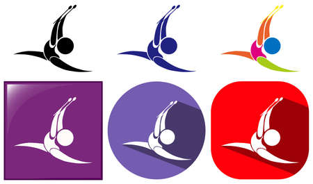 Three designs icon for gymnastics with sticks illustrationのイラスト素材