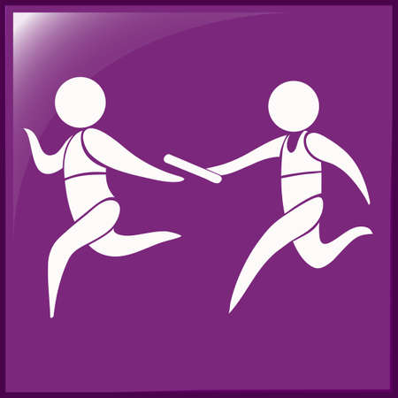 Relay running icon on purple background illustrationのイラスト素材