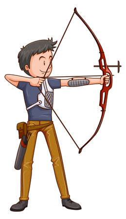 Man ahtlete doing archery  illustrationのイラスト素材