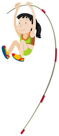 Woman athlete doing pole vault illustrationのイラスト素材