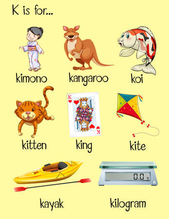 Many words start with letter K illustrationのイラスト素材