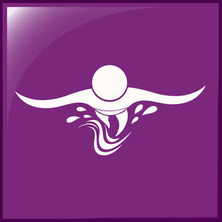 Swimming icon on purple background illustrationのイラスト素材