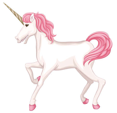Unicorn with pink tail illustrationのイラスト素材