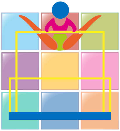 Gymnastics on uneven bars icon in colors illustrationのイラスト素材