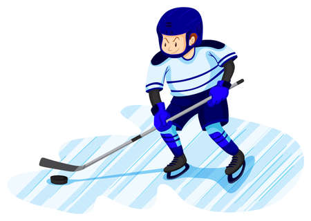 Man playing ice hockey illustrationのイラスト素材