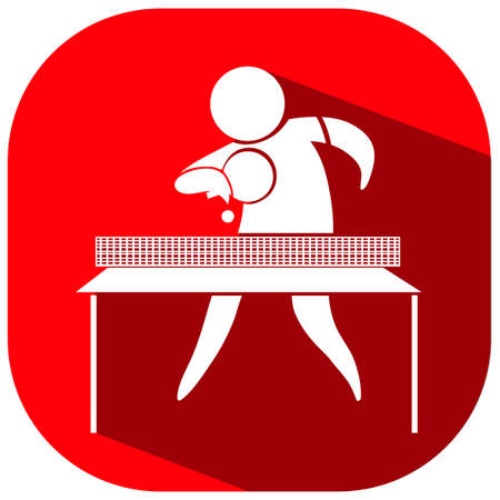 Table tennis icon on red background illustrationのイラスト素材