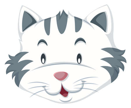 Cat with gray and white fur illustrationのイラスト素材