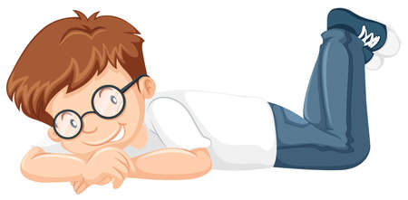 Little boy with blue jeans illustrationのイラスト素材