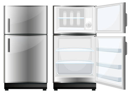 Refridgerator with closed and opened door illustrationのイラスト素材