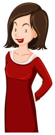 Woman in red dress illustrationのイラスト素材