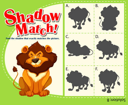 Game template with matching lion illustrationのイラスト素材