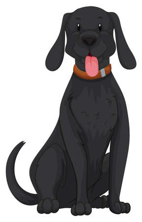 Cute dog with black fur illustrationのイラスト素材