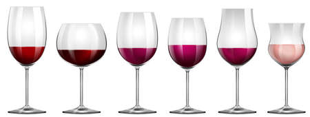 Different sizes of wine glasses illustrationのイラスト素材