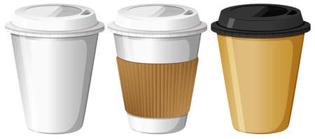 Three designs of paper cups illustrationのイラスト素材