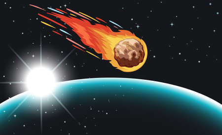 Comet flying in the space illustration
