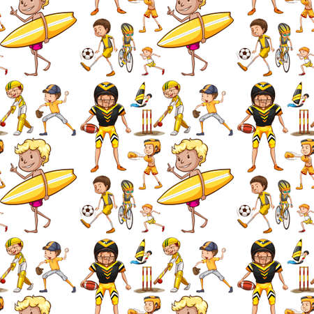 Seamless background with many sports illustrationのイラスト素材